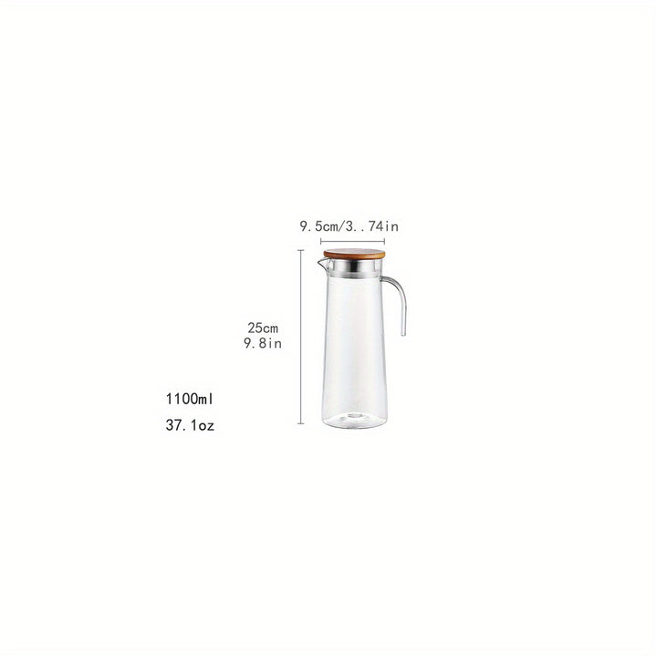 37.1oz/54.1oz Heavy Duty 1pc Water Pitcher With Stainless Steel or Wooden Lid, For Juice, Bubble Tea, Summer Drinkware, Kitchen Stuff, Home Kitchen Items, Birthday Gifts