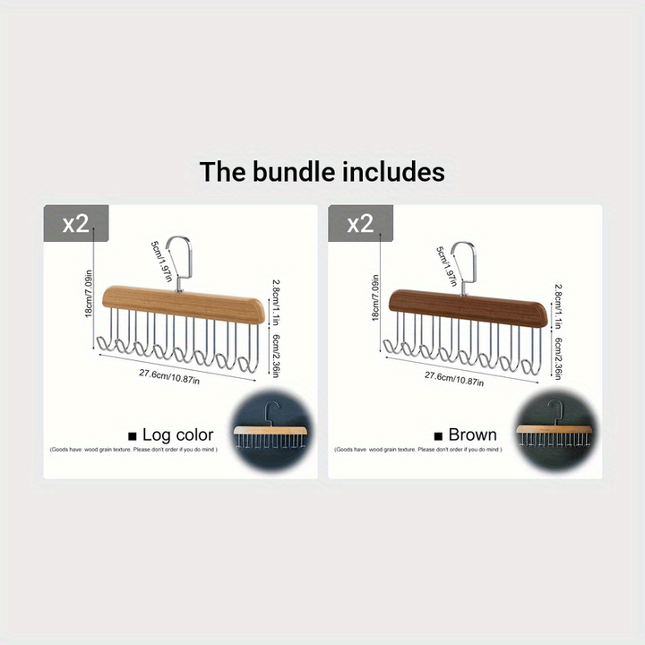 Heavy-Duty Space-Saving Hanger Hooks - Underwear, Hats, Bags Organizer - Sturdy Recycled Wood Hooks for Closet, Dorm, Retail Stores - Closet Organizer with Hanging Rack, Retail Display Accessories, Wave Pattern Design, Metal