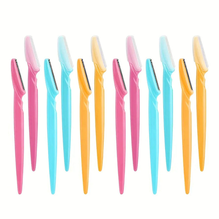 12-Pack Stainless Steel Eyebrow Razors - Unscented Multipurpose Body Hair Removal Tools with Sharp Blades for Effortless Grooming, No Accessory Included