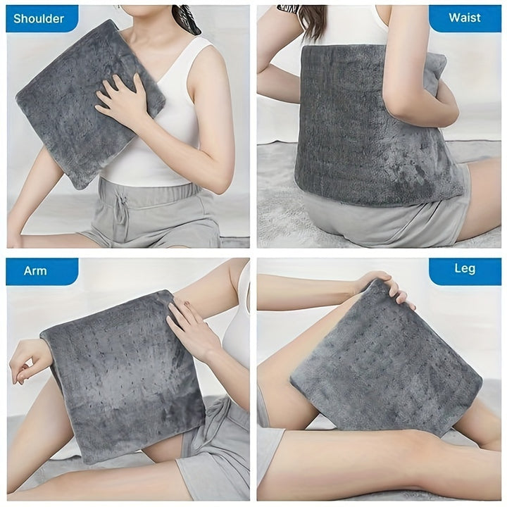 Soft Flannel Electric Heating Pad - 12" x 24" Back & Body Wrap with 4 Heat Settings, 2-Hour Auto Shut-Off, Fast 150°F Heat-Up, Moist/Dry Modes for Neck, Shoulder, Knees, Legs - Machine Washable, Plush Gray Fabric - Perfect C