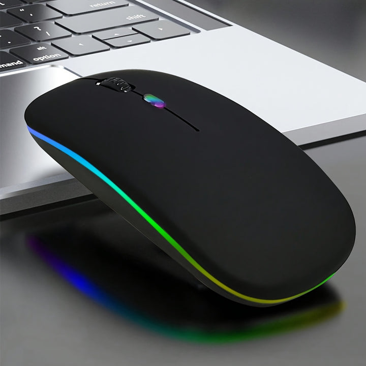 Dual Mode Silent Wireless Mouse with RGB Backlight, Adjustable DPI for Gaming & Office - Cordless without Battery, Modern Material Design