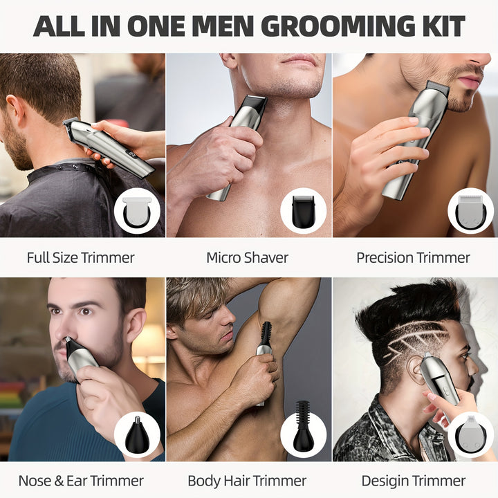 Electric Barber And Beard Trimmer For Men - 11 In 1 Mens Grooming Kit With Hair Clippers, Electric Razor, Shavers For Mustache, Body, Face, Nose & Ear Hair Trimmer, Gifts For Men