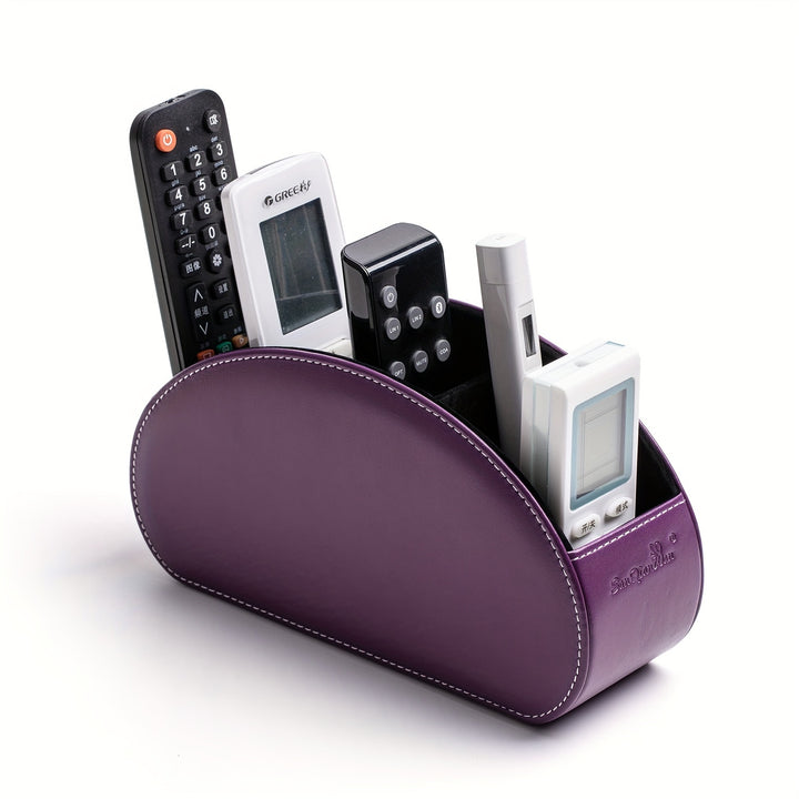 [5 Grid Partition Storage Box] Storage Box For SANQIAWNAN5 Grid Partition PU Remote Control Holder, Multifunctional Desktop Storage Box, Storage For TV Remote Control, Media Equipment Remote Control, Pen Holder, Brush Holder,
