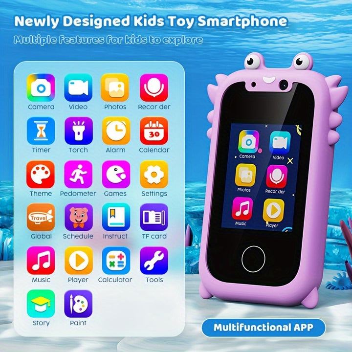 Kids Smart Phone Educational Toys Dual Camera Baby 6.1cm IPS Touch Screen Phone Learning Recreation Game for Age 3-12 Christmas Brithday Gifts