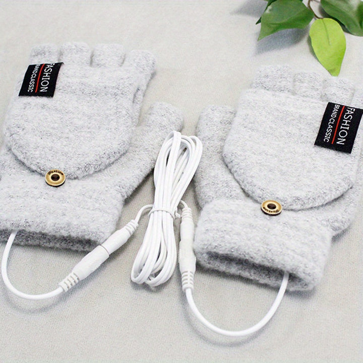 [Heated Fingerless] USB Heating Gloves | Knitted Fingerless | Washable Design | Winter Hand Warmth | Laptop Gloves