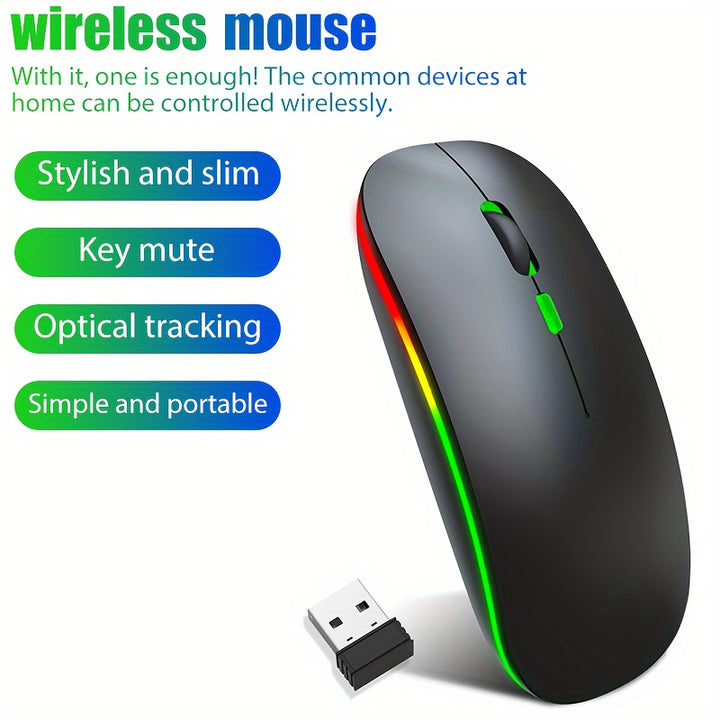 Mouse Sem Fio, Brilhante, Mouse Dual-mode Ultra-fino Silencioso Portátil USB Óptico 2.4G/5.0 Sem Fio Dual-mode, Mouse Óptico Sem Fio Móvel Com Receptor USB, Mouse Portátil para Computador