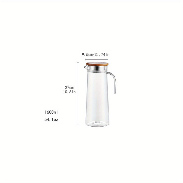 37.1oz/54.1oz Heavy Duty 1pc Water Pitcher With Stainless Steel or Wooden Lid, For Juice, Bubble Tea, Summer Drinkware, Kitchen Stuff, Home Kitchen Items, Birthday Gifts