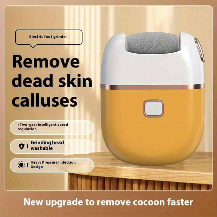 Rechargeable Electric Foot Grinder, Three Replaceable Grinding Heads, thickness Grinding Head for Thick Polishing, USB Rechargeable, Portable And Easy to Use, cracked and dry Light Beige care