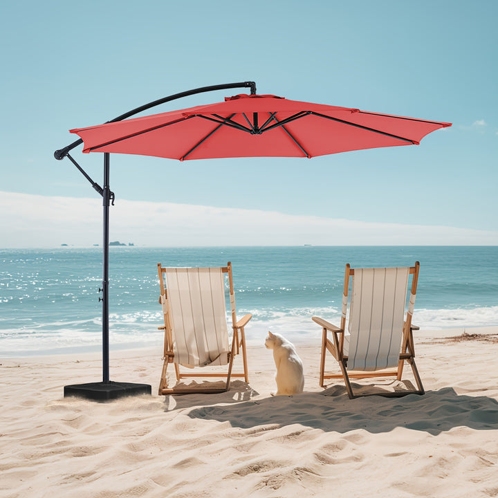 9 FT Outdoor Umbrella, Outdoor Furniture, Patio Table Umbrella With Push Button Tilt And Crank, Pool Beach Yard Umbrella For Commercial & Residential With 8 Sturdy Ribs