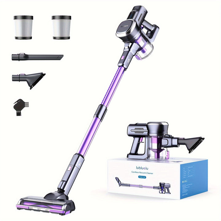 Lubluelu 202 Cordless Stick Vacuum Cleaner, 25KPa Powerful, Lightweight, 6-in-1, No Cord, for Carpet, Floor, Pet Hair, Hard Surface, 110V-240V, European Plug, 2200mAh Lithium Battery, Aluminum Material