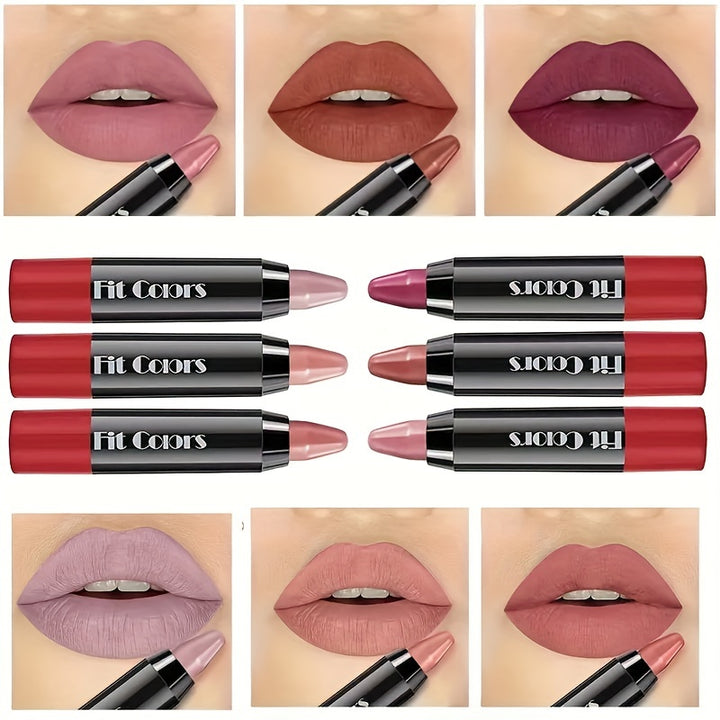 6 Pieces, Crayon Lipstick, Matte Lipstick, Easy Coloring Lip Liner, Durable Easy Coloring Moisturizing Lipstick, Girls' Must-Haves, Valentine's Day Gifts for Women