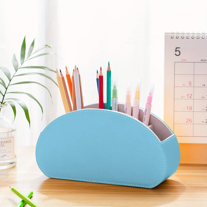 [5 Grid Partition Storage Box] Storage Box For SANQIAWNAN5 Grid Partition PU Remote Control Holder, Multifunctional Desktop Storage Box, Storage For TV Remote Control, Media Equipment Remote Control, Pen Holder, Brush Holder,