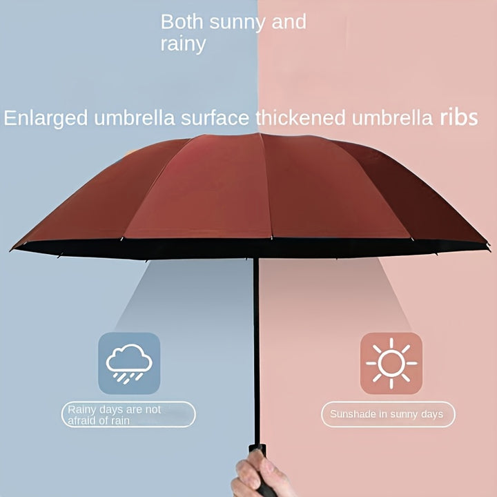 12 Ribs Extra Large Windproof Waterproof Folding Umbrella for Rainy and Sunny Day Travel