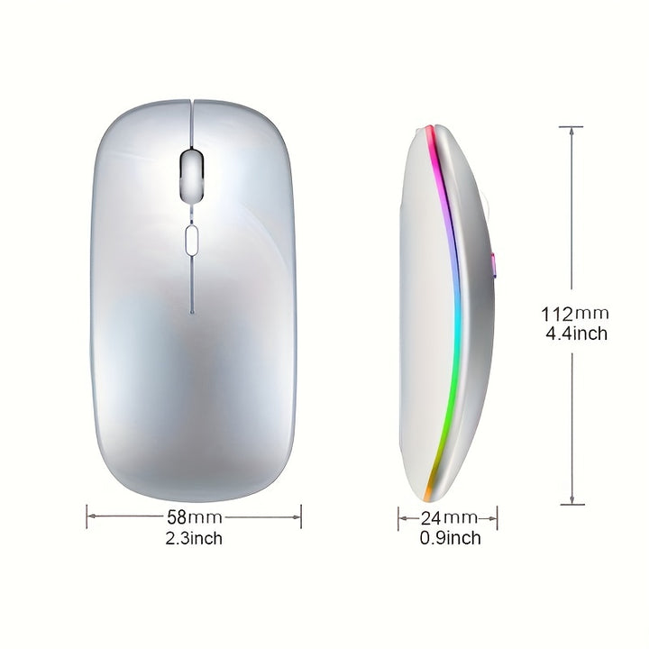 Wireless Mouse, LED Dual-Mode Rechargeable Silent Ultra-Thin Laptop Mouse, Ergonomically Designed, Portable Dual-Mode Computer Mouse, Suitable for Laptops, Desktops, Tablets, Mobile Phones, Mac, BalanceFit