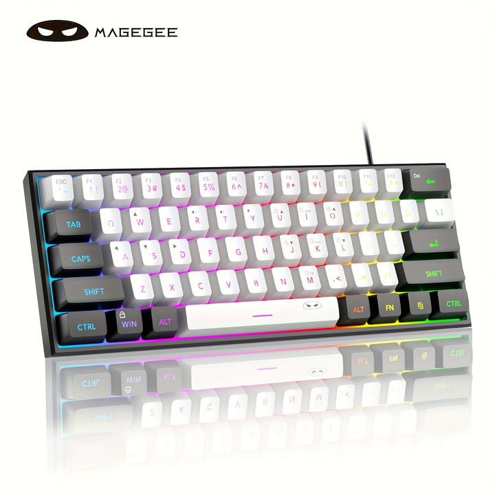 MageGee TS91 Mini 60% Gaming/Office Keyboard, Keycap Type Wired RGB Backlit Compact Computer Keyboard For Windows/Mac/Laptop