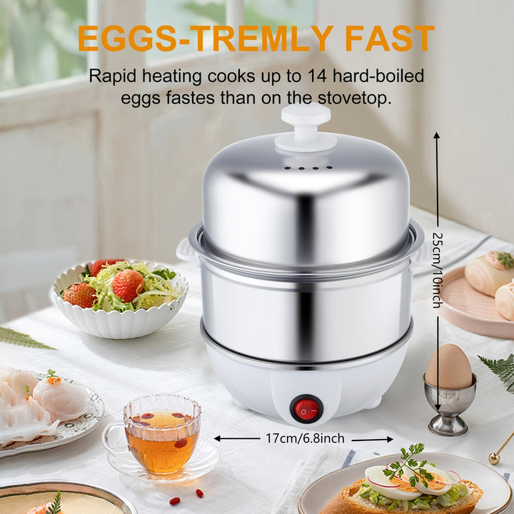 [350W Rapid Electric Egg Cooker] Egg Cooker, 350W Rapid Electric Egg Maker, Egg Steamer, Egg Boiler, Egg Cookers With Automatic Shut Off, 14 Egg Capacity Double-Layer Lazy Egg Boiler, Multifunction Heated Milk, Heated Food