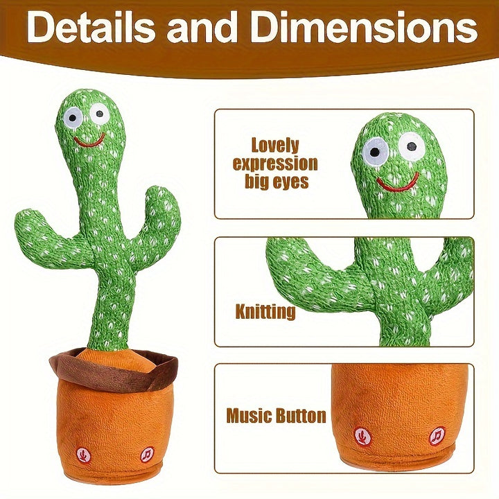 Dance Cactus Talking Cactus Toys, Dance Cactus Imitation Toys And LED English Singing Can Talk For 15 Seconds Recorder Music Toys Christmas, Halloween Gift