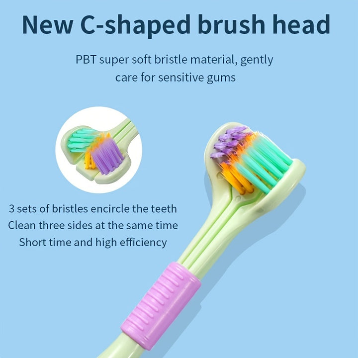 1pc Triple-Sided Soft Bristle Toothbrush for Gentle, Deep Cleaning - Travel-Friendly, Adult Oral Care