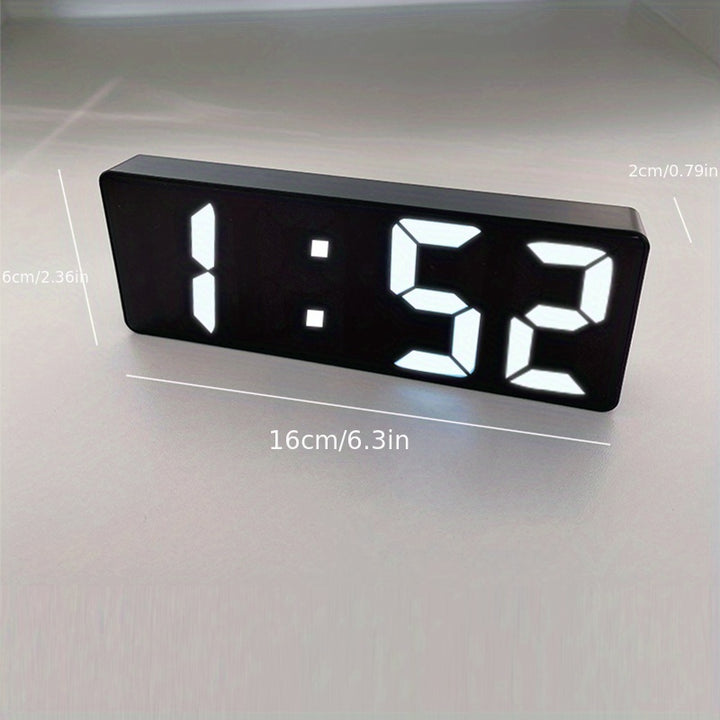 1pc Latest Digital Clock, LED Alarm Clock For Bedroom, Electronic Desktop Clock With Temperature Display, Adjustable Brightness, 12/24 Hours, Hour Clock For Bedroom (No Battery And Adapter)