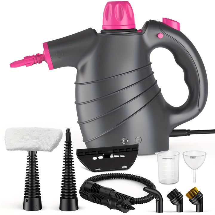 1pc 1050W Handheld Steam Cleaner | 12 Brush Heads, Fast Heat-Up, Chemical Free, Lightweight & Portable, Large 11.83oz Water Tank, Metal & Plastic, Us Plug, Versatile for Home, Car, Floor & Furniture