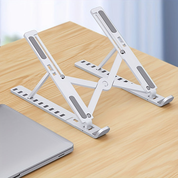 [Ten Levels Adjustable Laptop Stand] Laptop Stand Single Fork Folding Lift Cooling Base Desktop Tablet Portable Bracket Compatible With All Notebook ABS Material Ten Levels Adjustable