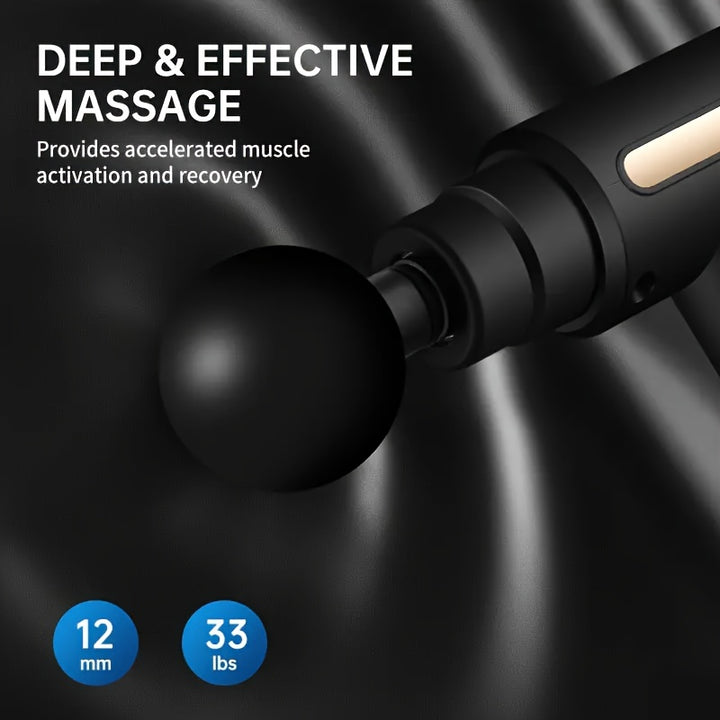 Pistola de Massagem Portátil com Tela Touch LED, Bateria de Lítio Recarregável, 4 Cabeçotes Intercambiáveis, Carregamento USB, Design Leve para Homens e Mulheres - Presente Ideal para o Feriado