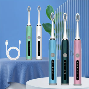 Adult Electric Toothbrush USB Charging Model with 8 Replacement Brush Heads, Five Colors to Choose from, High-looking, Fully Automatic, Super Soft Toothbrush Suitable for Sensitive Gums and Teeth