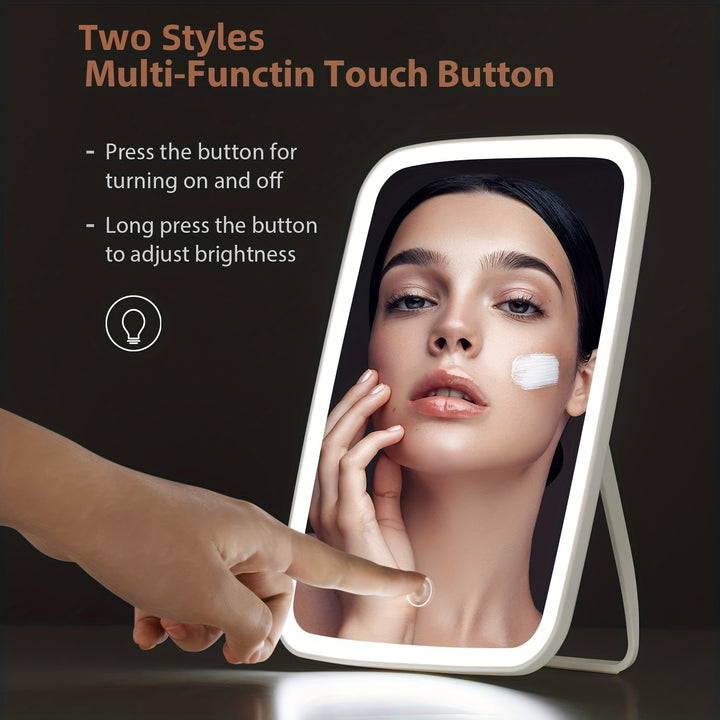 LED Desktop Makeup Mirror Adjustable Brightness USB Charging
