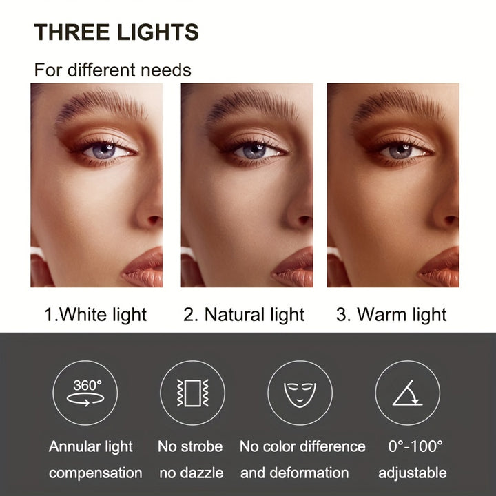 LED Desktop Makeup Mirror Adjustable Brightness USB Charging