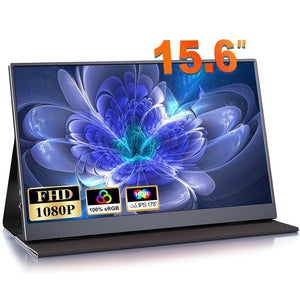 39.62cm Portable Monitor, FHD 1920x1080 LED Display, USB Type-C, Table Mount, sRGB 100%, 60Hz Refresh Rate, with Built-in Speaker, FreeSync, Power Supply 110V/220V, European Standard Plug, for Laptop Second Screen Extender