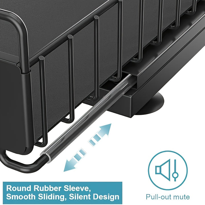 Two-Level Organizers for Under The Sink, Featuring a Sliding Pull-Out Shelf Made of Metal