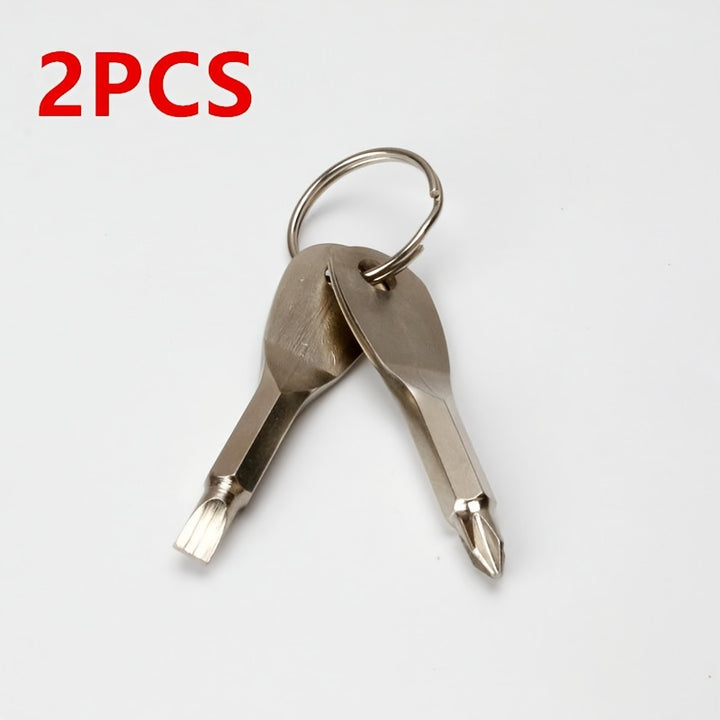 2pcs Mini Screwdriver Keychain - Compact Metal Tool for Everyday Use, No Electricity Needed
