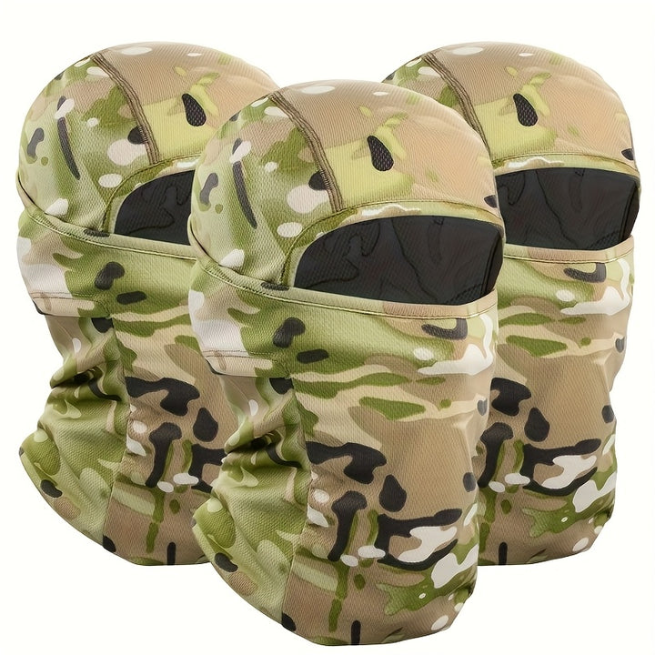 Breathable 3pcs Balaclava Ski Mask, Full Face Cover, Knit Fabric, Acrylic 88%, Polyester 12%, Hand Washable, for Outdoor Sports