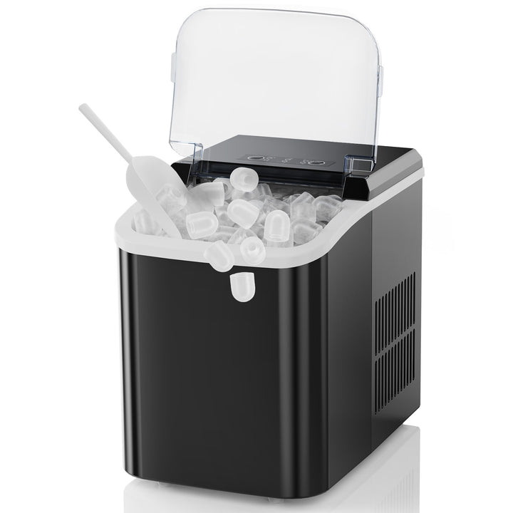 Upgraded Countertop Ice Maker with Free Ice Shovel, 9 Cubes in 6 Mins, Portable Self-Cleaning Ice Machine, 2 Sizes of Bullet Ice, Ice Scoop, Basket and Handle Included, Ice Cube Maker for Home Kitchen Party Camping
