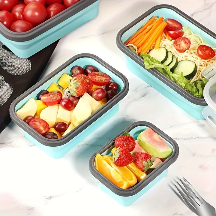 Microwaveable BPA Free Collapsible Silicone Food Storage Container - Stackable Space Saving | Freezer, Dishwasher Safe | Collapsible Leftover or Meal Prep Lunch Box Containers