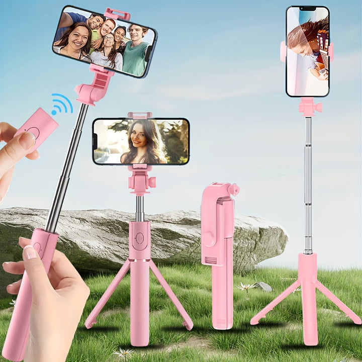 1pc Versatile Selfie Stick Phone Holder With Wireless Remote Control, Allowing 360° Rotation, Perfect For Travel, Compatible With iPhone/Samsung/Android Smartphones.