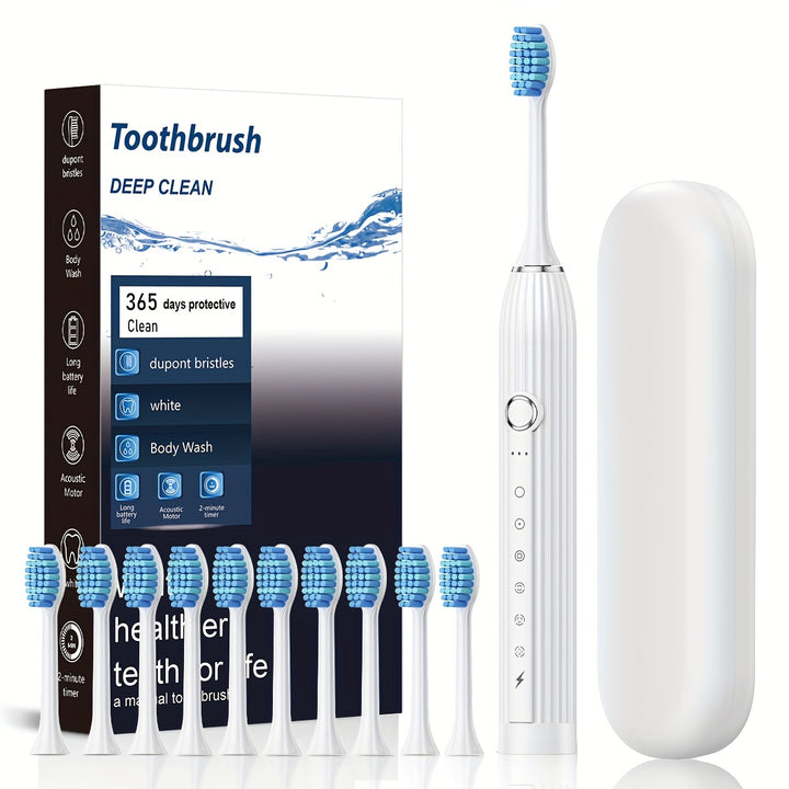 Rechargeable 2-in-1 Smart Electric Toothbrush - Dual Pack for Adults with Soft Bristles, Water Flosser, USB Charging, 500mAh Lithium Polymer Battery - ≤36V for Deep Clean Oral Care Combo Set