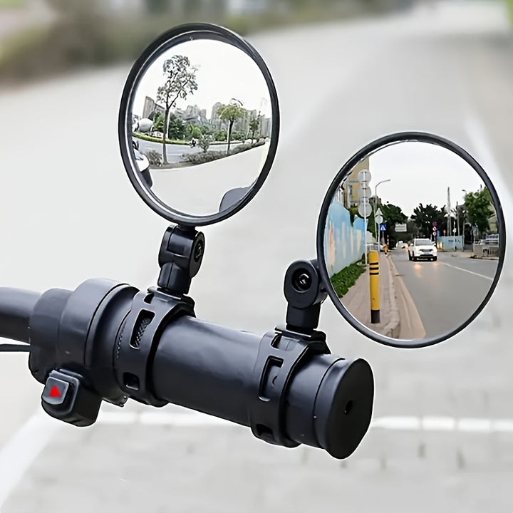 2pcs Adjustable & Rotatable Bike Rearview Mirrors - Enhance Road Safety, Fit, Black PVC