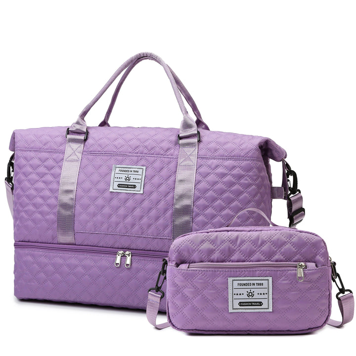 Large Capacity Water-Resistant Travel Duffle Bag - Fashionable Polyester Gym Yoga Tote with Adjustable Strap, Zipper Closure, Polyester Lining - Hand Washable