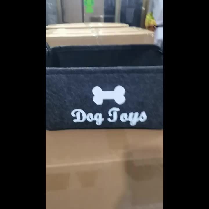 Great for Organizing Felt Pet Toy Storage Box, Dog Toy Box Storage Basket - Dog Toys, Blankets, Leashes, Food, Puppy Clothing Item Storage, Dog Supplies
