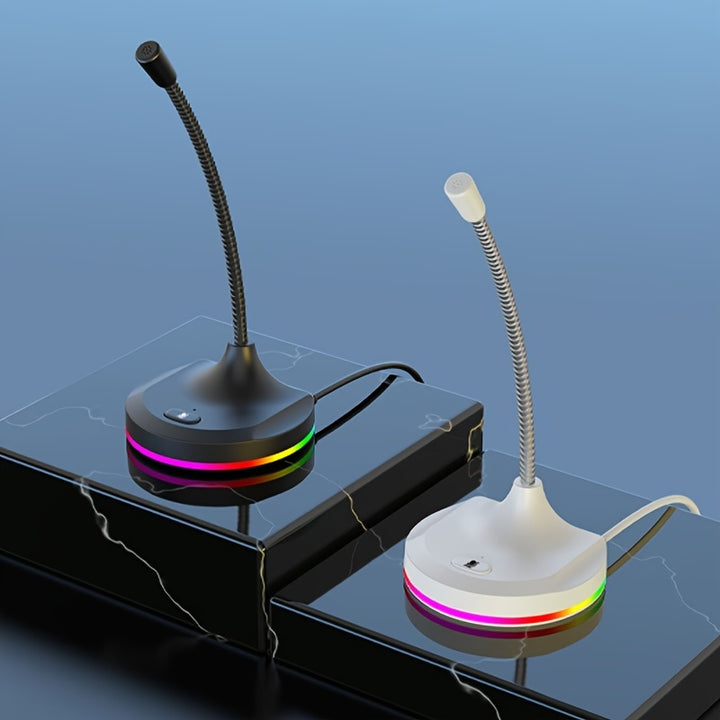 Microfono USB per computer con luci RGB colorate, microfono per videoconferenze, microfono universale per giochi, voce dal vivo, nero - 1 pz