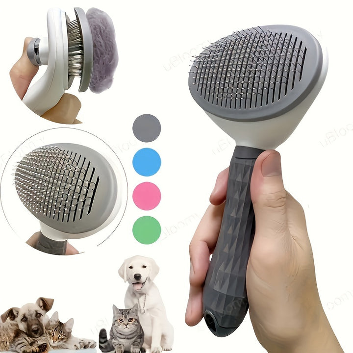 Easy-Clean Pet Hair Removal Comb for Dogs & Cats - One-Click Detangling, Automatic Floating Design, Hair Removal Comb, Easy, Automatic, Pet