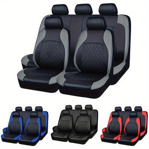 [Full Set Scratch Proof Seat Covers] Universal Faux Leather Car Seat Covers Full Set Car Seat Covers Full Set Front Seats and Rear Bench, Universal Fit 5 Seat Covers for SUV, Automotive Truck, Scratch Proof