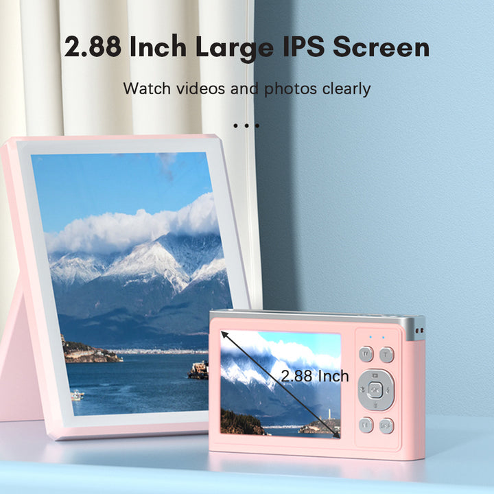 Lixada Andoer Compact 4K Ultra HD Digital Camera - Pink, 50MP, 7.32cm IPS Screen, Auto Focus, 16X Zoom, Anti-Shake, Face Detection, Built-in Flash, Includes 2 Batteries, USB Cable, Wrist Strap & Carry Bag - Perfect for On-the