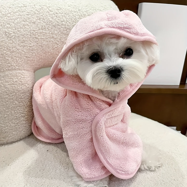 Quick Dry Soft Microfiber Pet Bathrobe - Ultra-Absorbent, All-Season Comfort for Small to Medium Dogs & Cats - Secure Hook-and-loop Fastener Closure