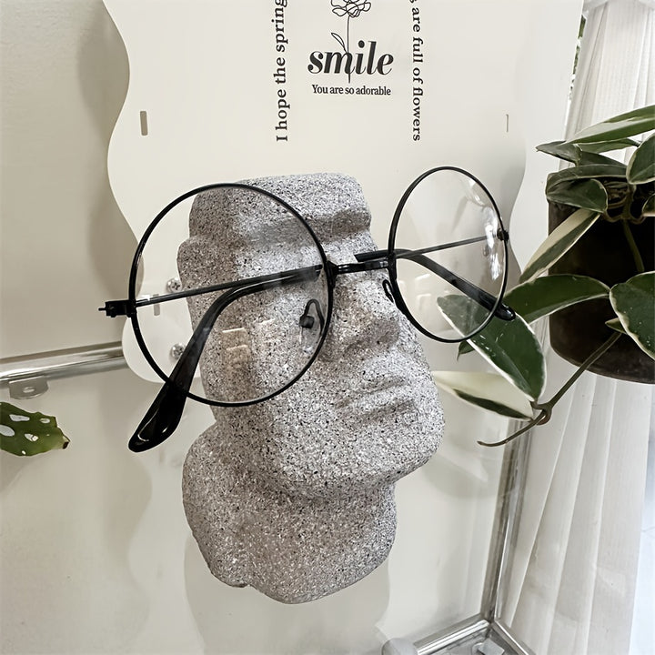 1pc Whimsical Easter Island Stone Glasses Holder - Fashion Glasses Display Stand for Home & Office Desk Decor, Durable ABS Resin Eyewear Organizer