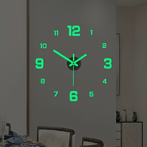 Reloj de Pared LED 3D Moderno NONZHU - Grande, Silencioso con Función de Luz Nocturna, Alimentado por Batería, Cuerpo de Acrílico - Perfecto para Sala de Estar, Dormitorio y Fondo de Fotografía de Estudio