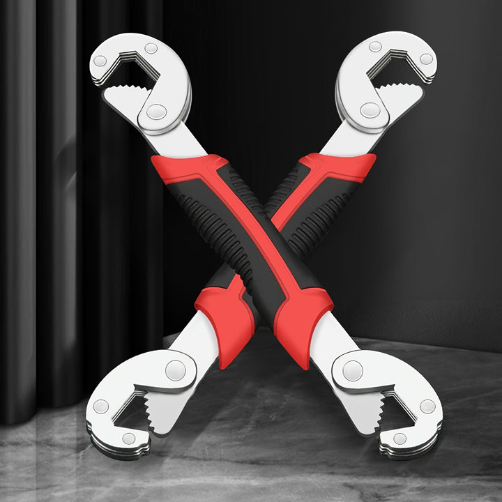 High Carbon Steel Double-Head Adjustable Wrench, High Torque Gear Movable Pipe Pliers, Non-Slip Handle, Durable Material of High Carbon Steel, Suitable for Daily Repair and Maintenance at Home Indoor and Outdoor, KPX