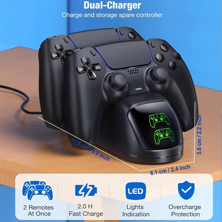 Ladestation für PS5-Controller, Dualsense-Controller-Ladegerät-Dock für PS5/PS5 Slim/PS5 Pro-Controller, Dual-Ladegerät-Zubehör mit Schnelllade-Kabel. Weihnachtsgeschenk