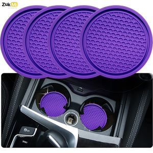 ZukMi Car Cup Coaster, Auto Car Cup Holder Insert Coasters Silicone Anti-Slip Drink Car Cup Mat, Universal Vehicle Interior Accessories 4pcs